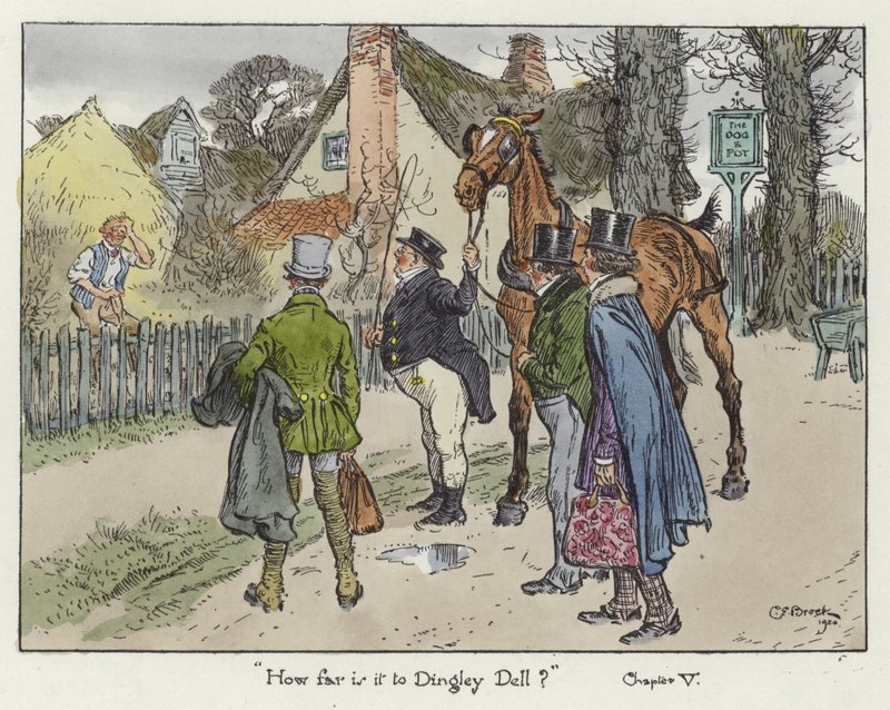 Illustration til Pickwick Papers af Charles Edmund Brock