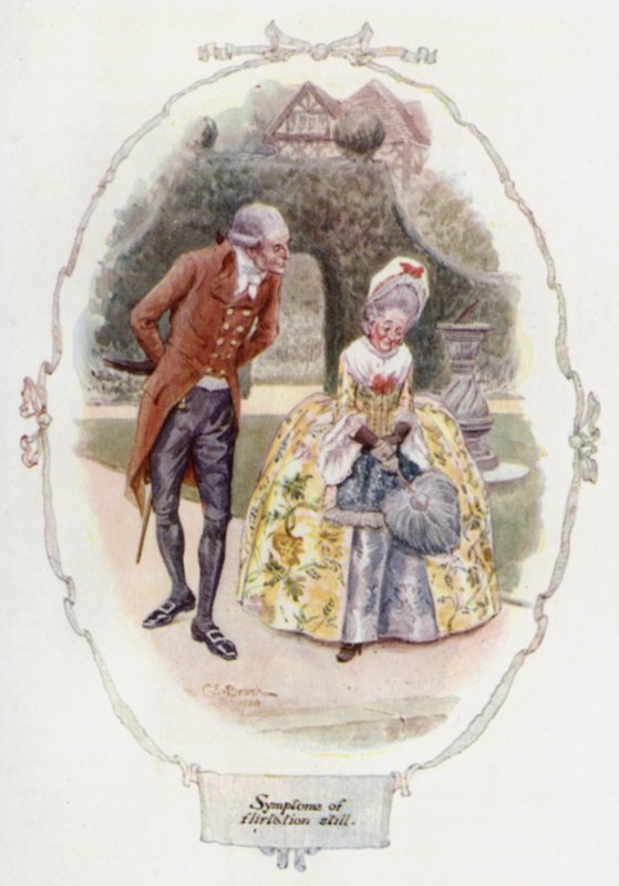 Symptomer på en flirt stadig (farve litografi) af Charles Edmund Brock