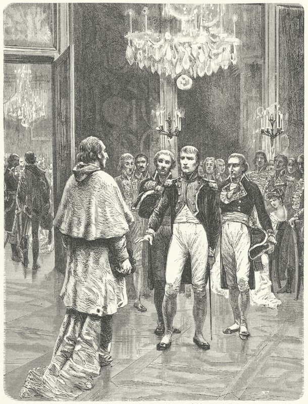 Napoleon modtager kardinal Ercole Consalvi på Tuileries-paladset, Paris af Charles Edouard Delort