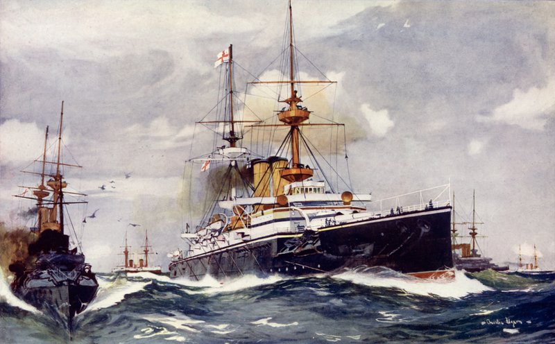 Den Majestætiske. Flagskib for Channel Squadron, 1901 af Charles Edward Dixon