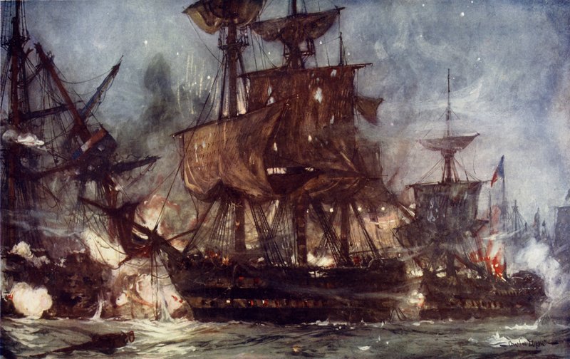 Majestæten i slaget ved Nilen, 1798 af Charles Edward Dixon