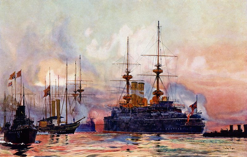 The Prince George at Spithead: The Naval Requiem of Queen Victoria af Charles Edward Dixon