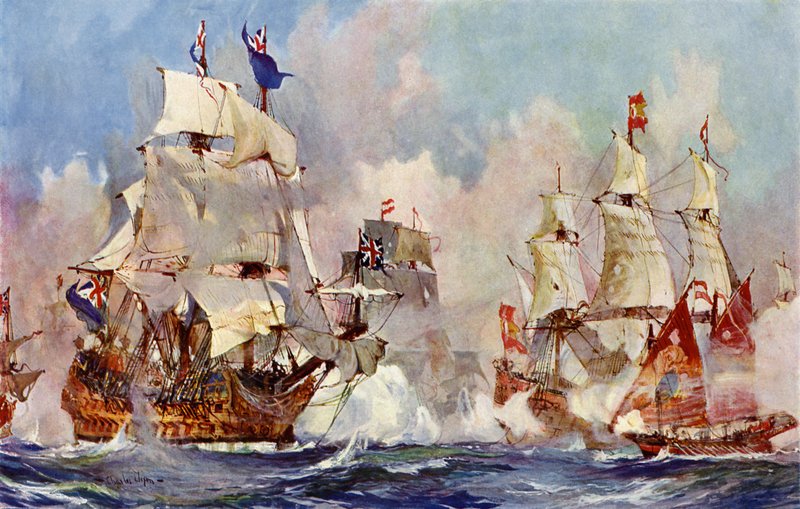 Prins George i slaget ved Malaga, 1704 af Charles Edward Dixon