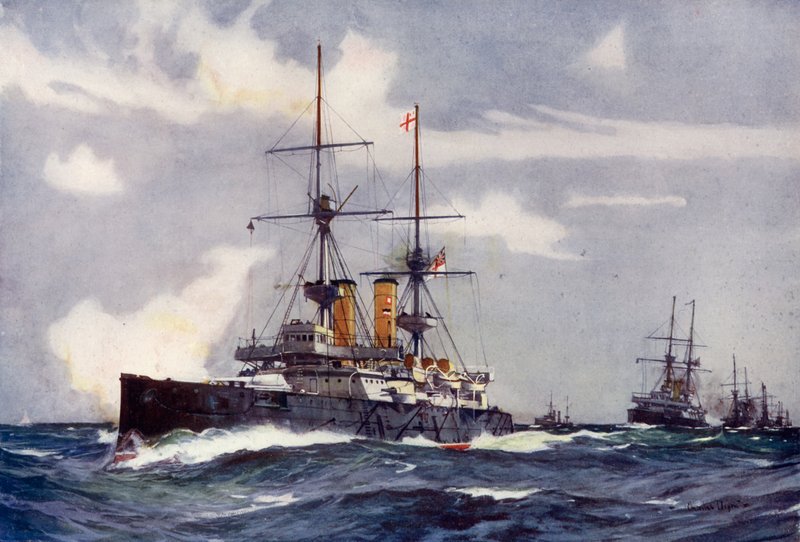 The Revenge Leading the Lee Line of the Reserve Squadron, 1901 af Charles Edward Dixon