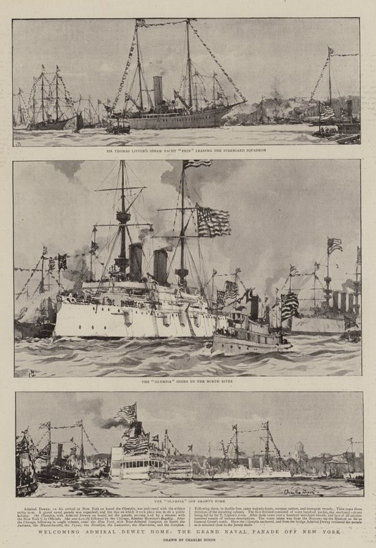 Indbydende Admiral Dewey Home, Grand Naval Parade ud for New York af Charles Edward Dixon