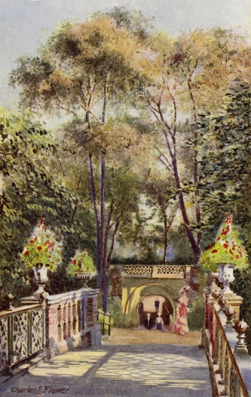 London Zoo: Tunnel, fra Canal Bridge (farve litho) af Charles Edwin Flower