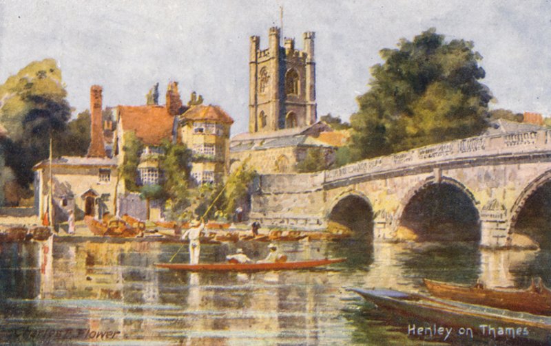 Themsen: Henley on Thames (farvelitografi) af Charles Edwin Flower