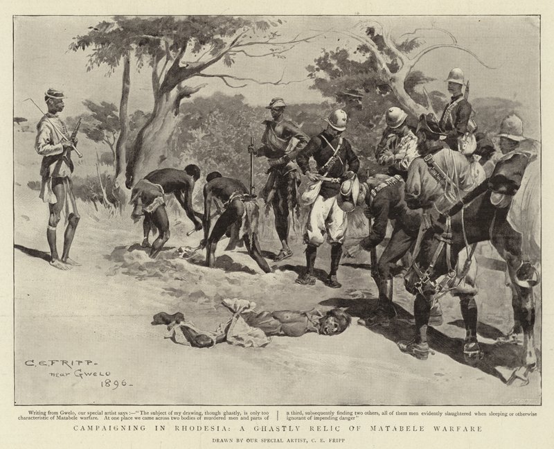 Kampagne i Rhodesia, et forfærdeligt levn fra Matabele-krigsførelse af Charles Edwin Fripp