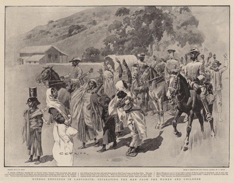 Hindoo-flygtninge i Ladysmith, hvor mænd og kvinder og børn adskilles af Charles Edwin Fripp