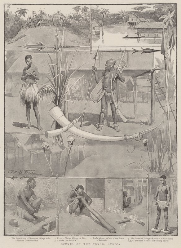 Scener i Congo, Afrika af Charles Edwin Fripp