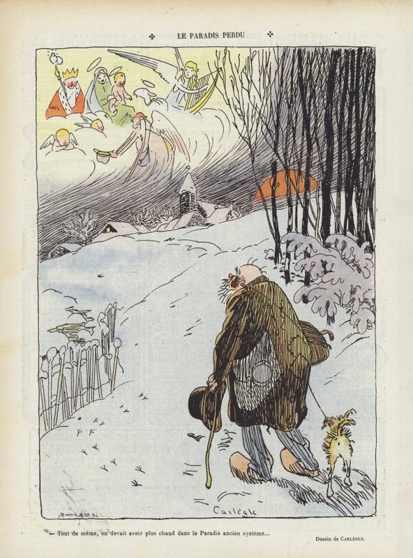 Det tabte paradis. Illustration til Le Rire af Charles Emile Egli