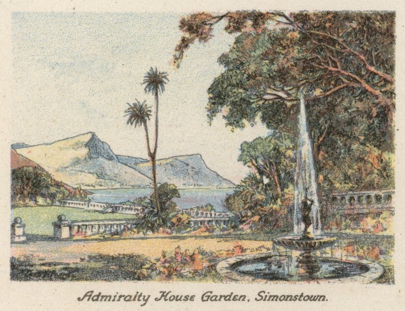 Sydafrika: Admiralty House Garden, Simonstown (farvelitografi) af Charles Ernest Peers