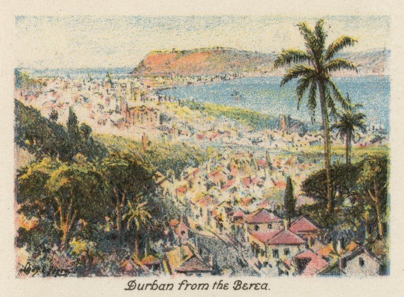 Sydafrika: Durban fra Berea (farvelitografi) af Charles Ernest Peers