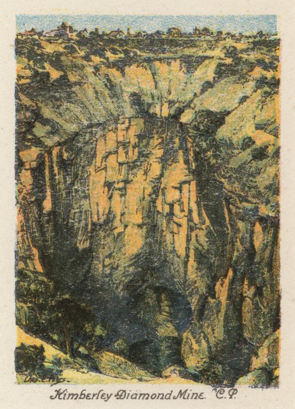 Sydafrika: Kimberley Diamond Mine, CP (farvelitografi) af Charles Ernest Peers