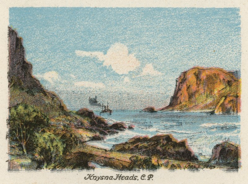 Sydafrika: Knysna Heads, CP (farvelitografi) af Charles Ernest Peers