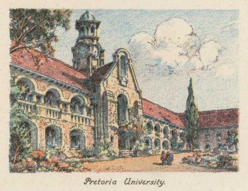 Sydafrika: Pretoria Universitet (farvelitografi) af Charles Ernest Peers