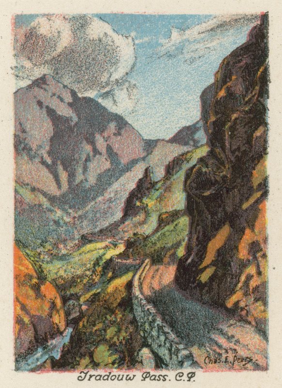 Sydafrika: Tradouw Pass, CP (farvelitografi) af Charles Ernest Peers