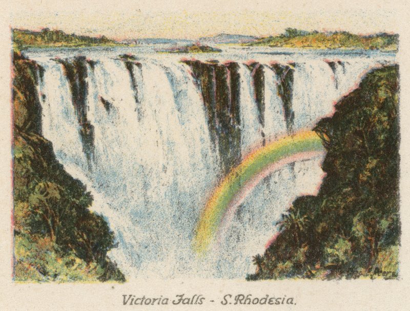 Sydafrika: Victoria Falls, Sydrhodesien (farvelitografi) af Charles Ernest Peers