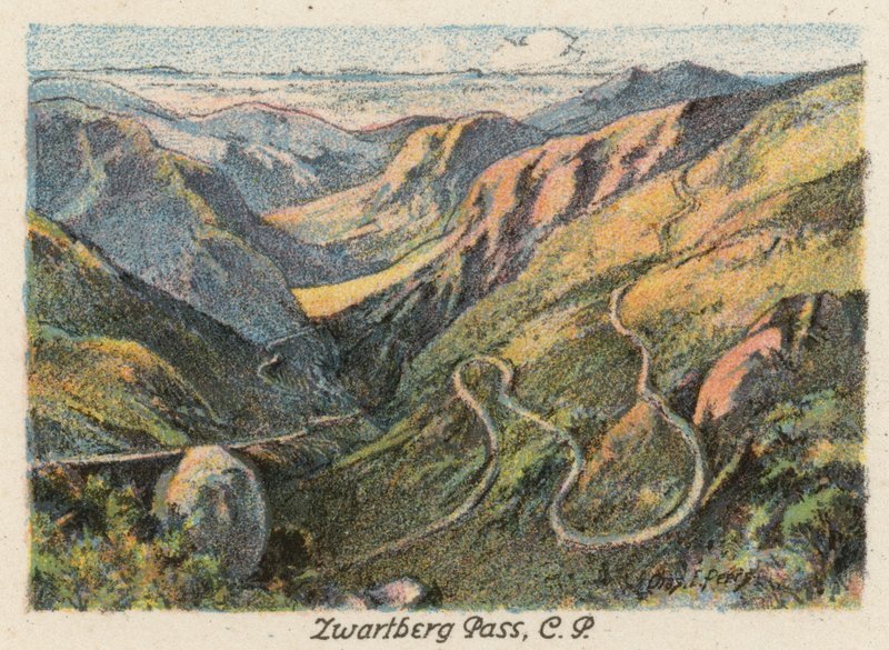 Sydafrika: Zwartberg Pass, CP (farvelitografi) af Charles Ernest Peers