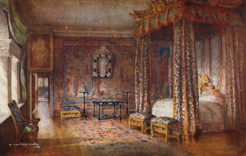 Knole House: Ambassadørens værelse (farvelitografi) af Charles Essenhigh Corke