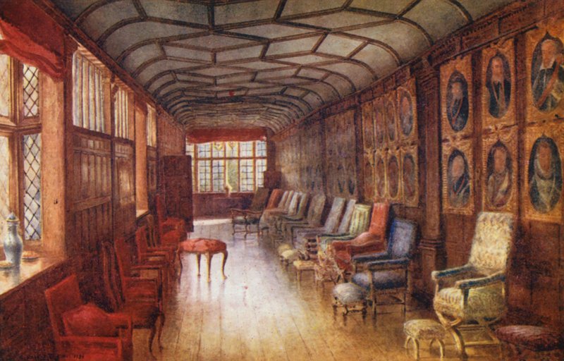 Knole House: Brown Gallery (farvelitografi) af Charles Essenhigh Corke