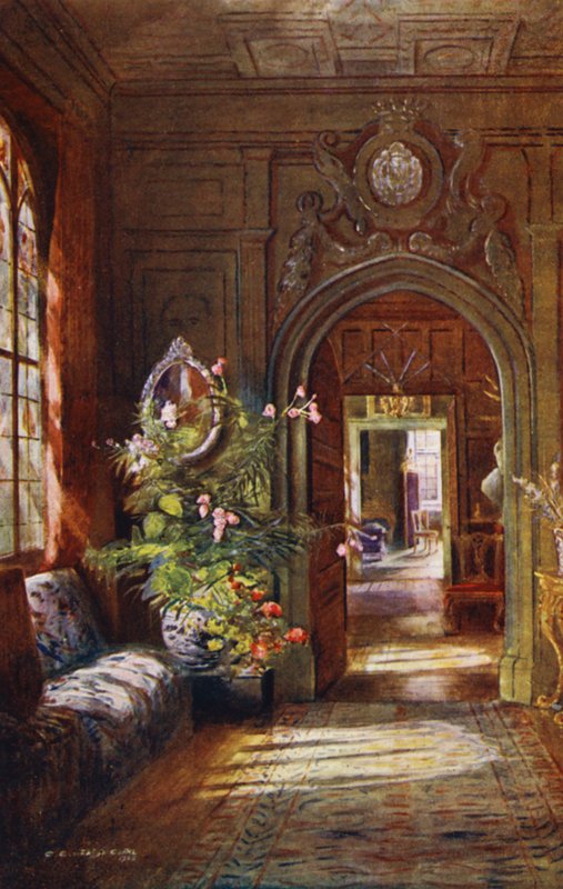 Knole House: Colonnade (farvelitografi) af Charles Essenhigh Corke