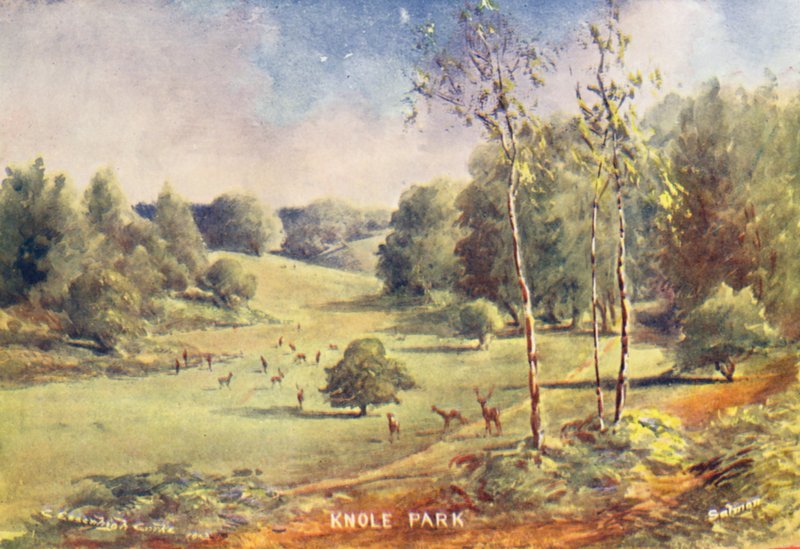 Knole House: Gland in the Park (farvelitografi) af Charles Essenhigh Corke
