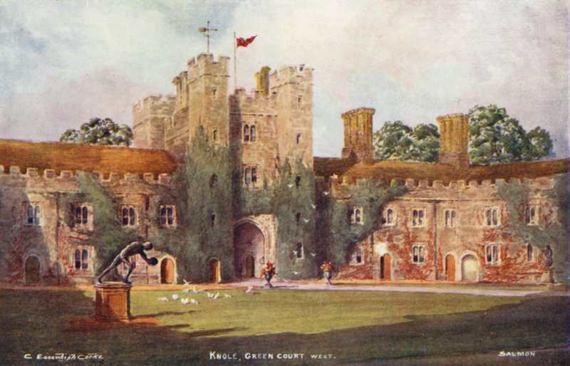 Knole House: Green Court, West (farvelitografi) af Charles Essenhigh Corke