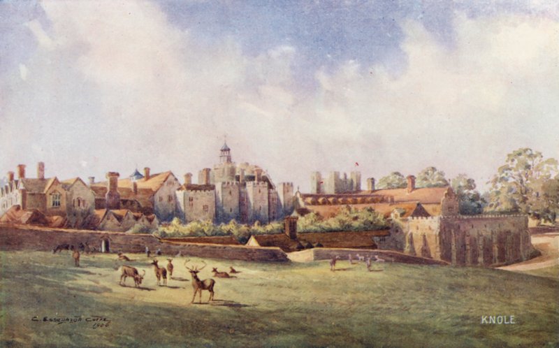 Knole House: Nordøstlig front (farvelitografi) af Charles Essenhigh Corke