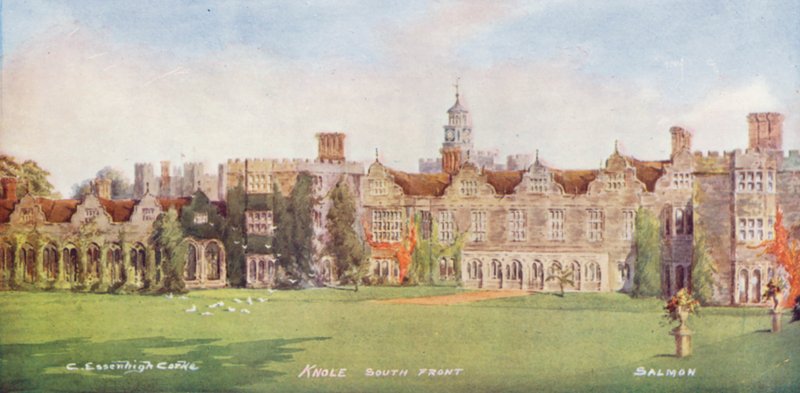 Knole House: South Front (farvelitografi) af Charles Essenhigh Corke