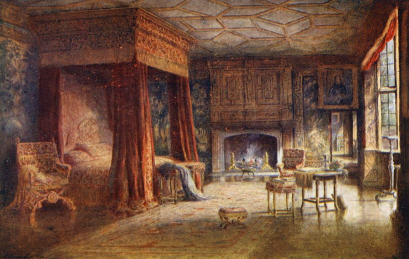 Knole House: Spangled Bedroom (farvelitografi) af Charles Essenhigh Corke