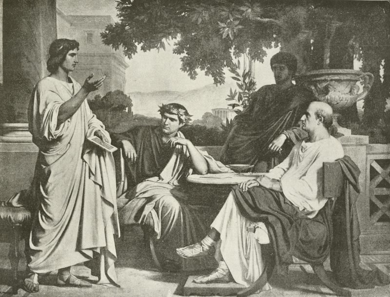 Virgil, Horace og Varius i huset af Maecenas (dybtryk) af Charles François Jalabert