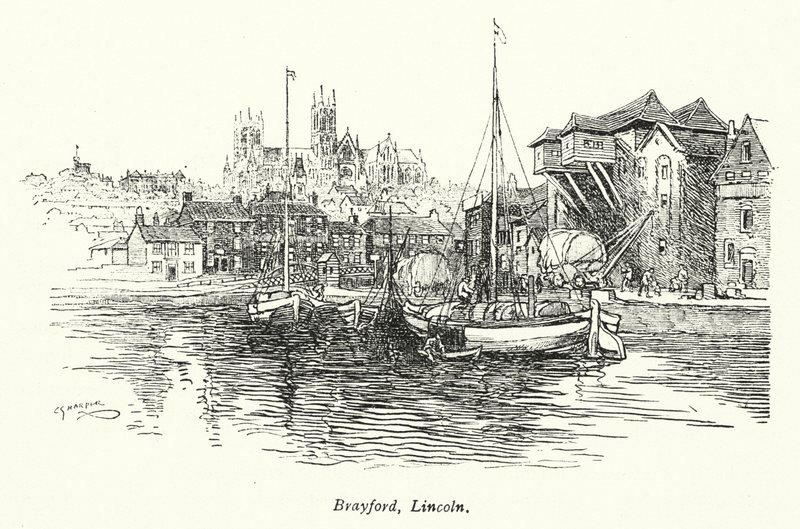 Brayford, Lincoln (litografi) af Charles George Harper