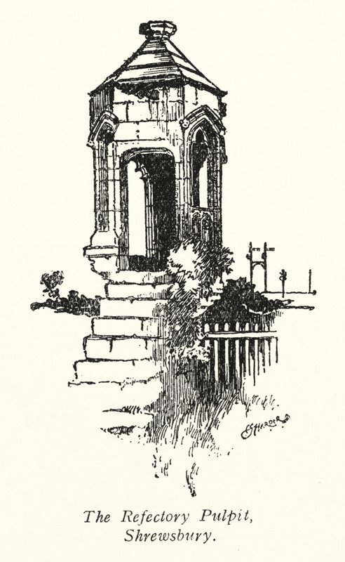 Prædikestolen i refektoriet, Shrewsbury (litografi) af Charles George Harper