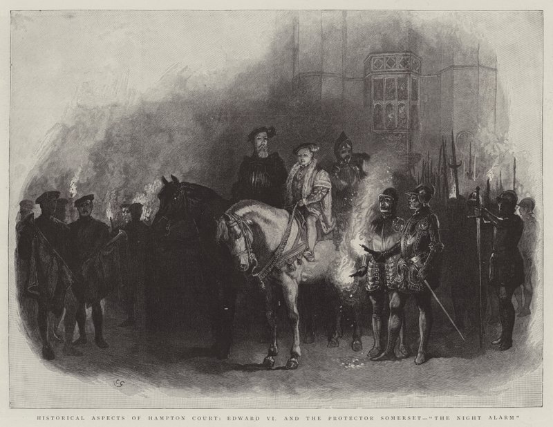 Historiske aspekter af Hampton Court, Edward VI og beskytteren Somerset, The Night Alarm af Charles Green
