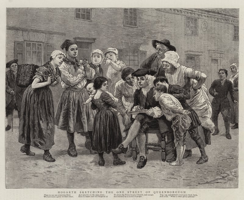 Hogarth tegner den ene gade i Queenborough af Charles Green
