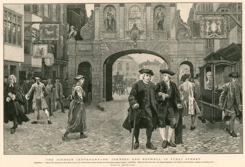 Johnson Centenary: Dr. Johnson og Boswell i Fleet Street (gravering) af Charles Green