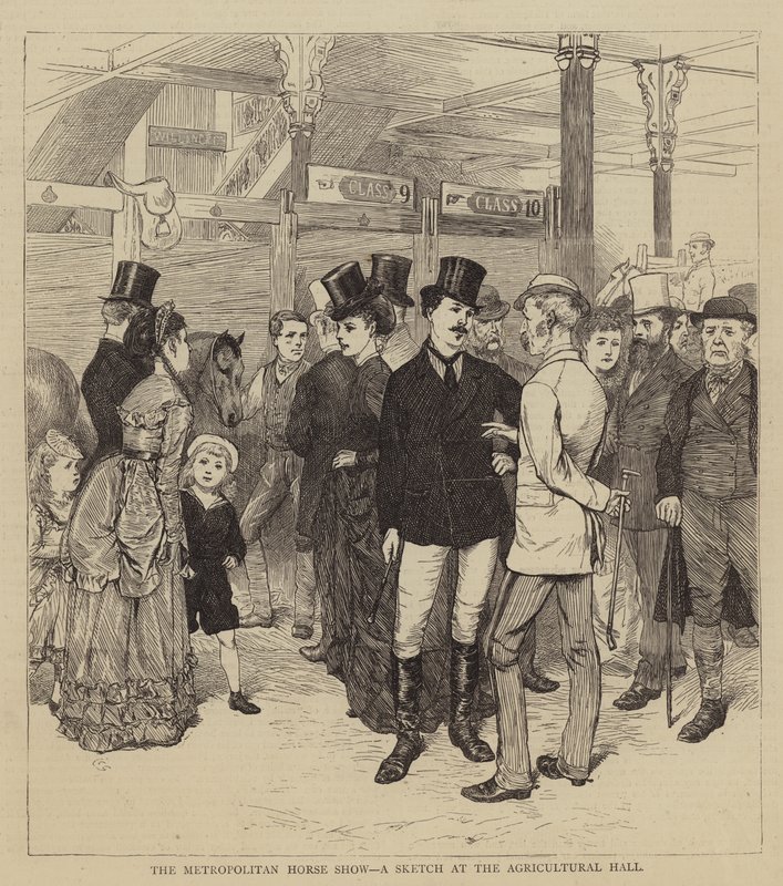 The Metropolitan Horse Show, en skitse ved Landbrugshallen af Charles Green