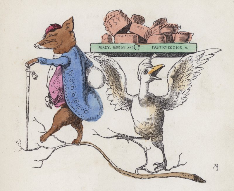 Foxey, Goose & Co, konditorer (farvet gravering) af Charles Henry (after) Bennett