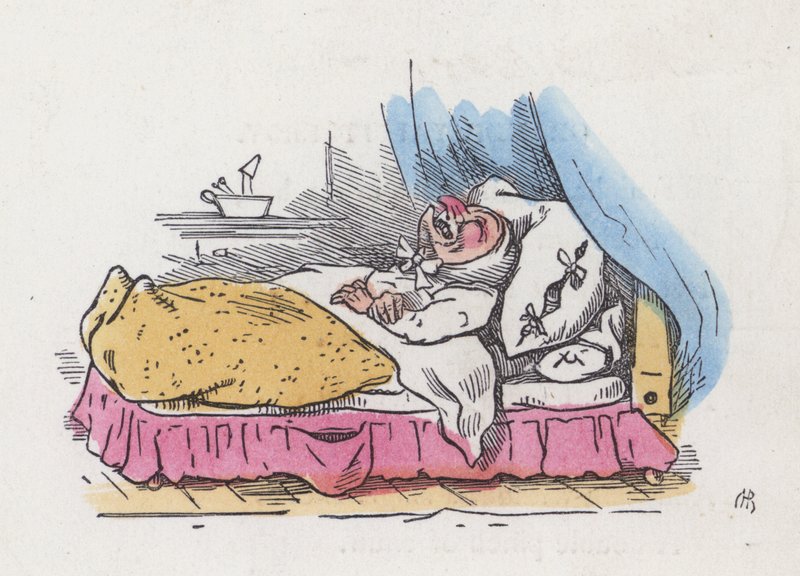 Bedstefar i sin seng (farvet gravering) af Charles Henry (after) Bennett