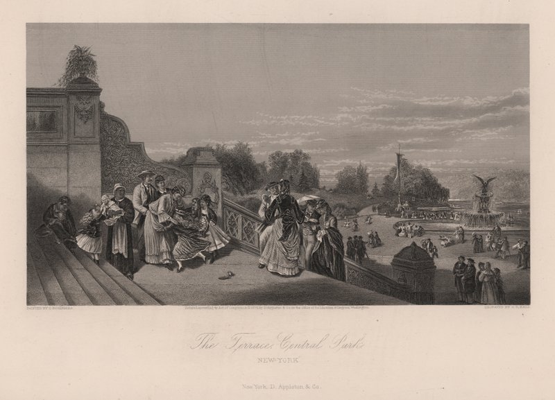 The Terrace, Central Park, New York City, New York, USA (gravering) af Charles I Rosenberg