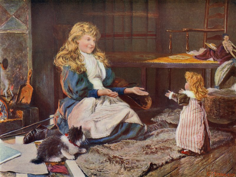 Klar til foråret (farve litho) af Charles J. (after) Staniland