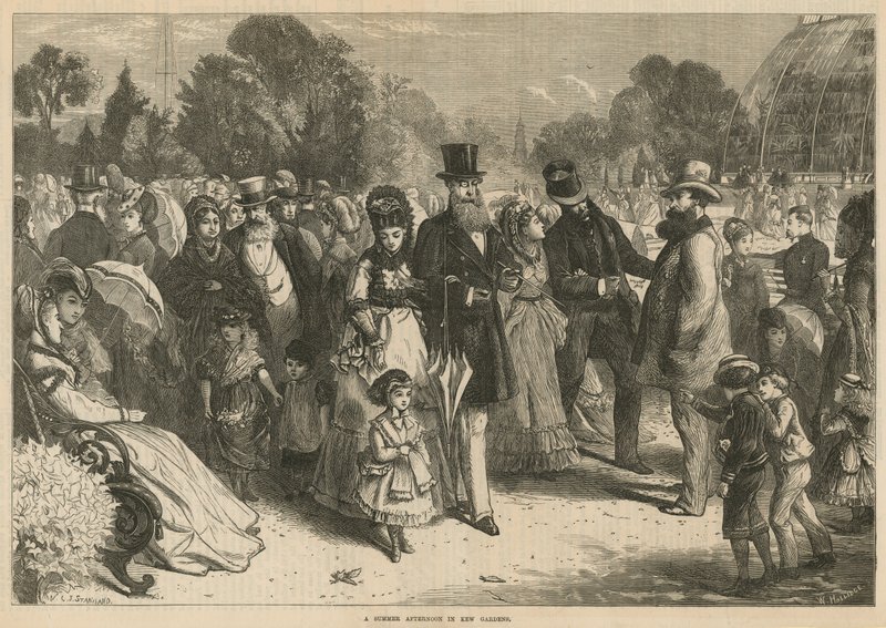 En sommereftermiddag i Kew Gardens, London (gravering) af Charles J. Staniland