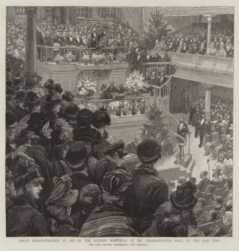 Stor demonstration til fordel for Londons hospitaler i Mr. Charrington