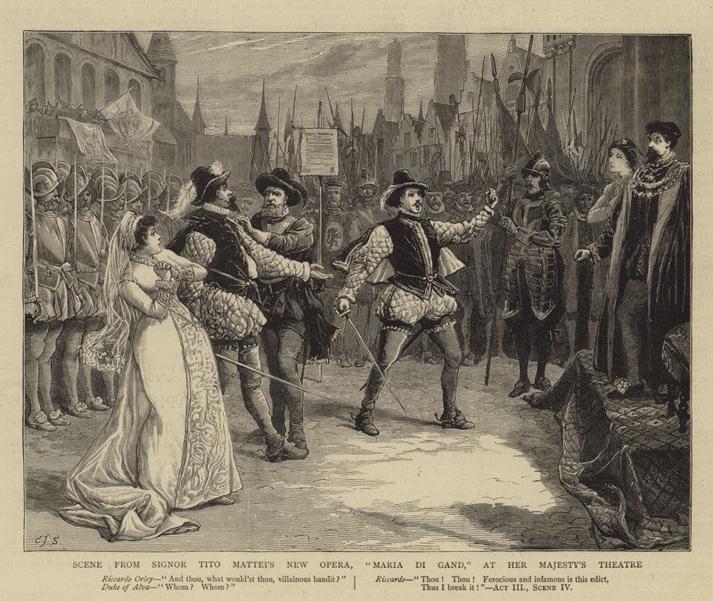 Scene fra Signor Tito Matteis nye opera, Maria Di Gand, i Her Majesty