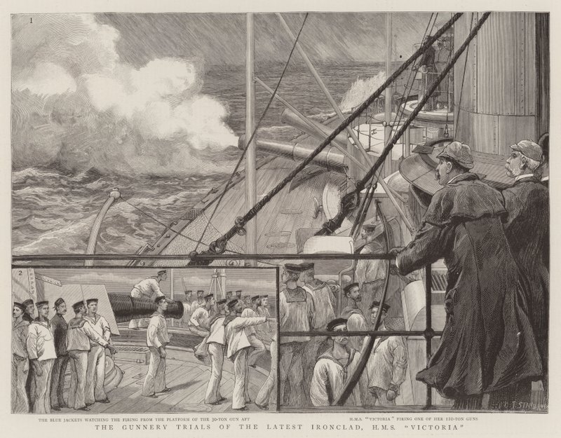 The Gunnery Trials of the Latest Ironclad, HMS Victoria af Charles J. Staniland