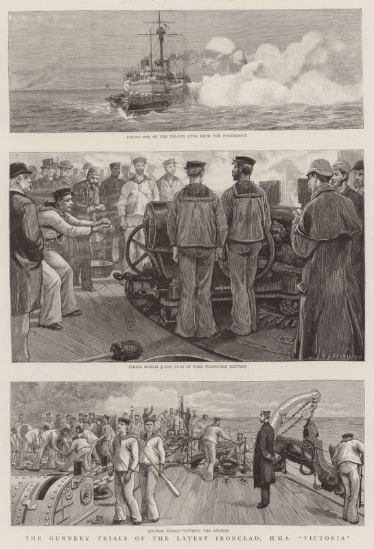 The Gunnery Trials of the Latest Ironclad, HMS Victoria af Charles J. Staniland