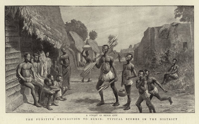 Straffeekspeditionen til Benin, typiske scener i distriktet af Charles J. Staniland