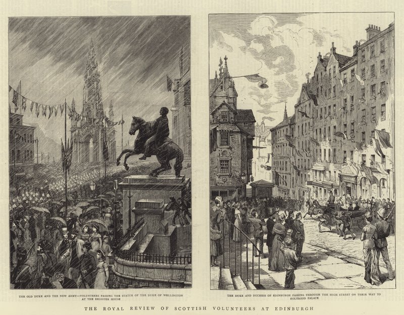 The Royal Review of Scottish Volunteers at Edinburgh af Charles J. Staniland