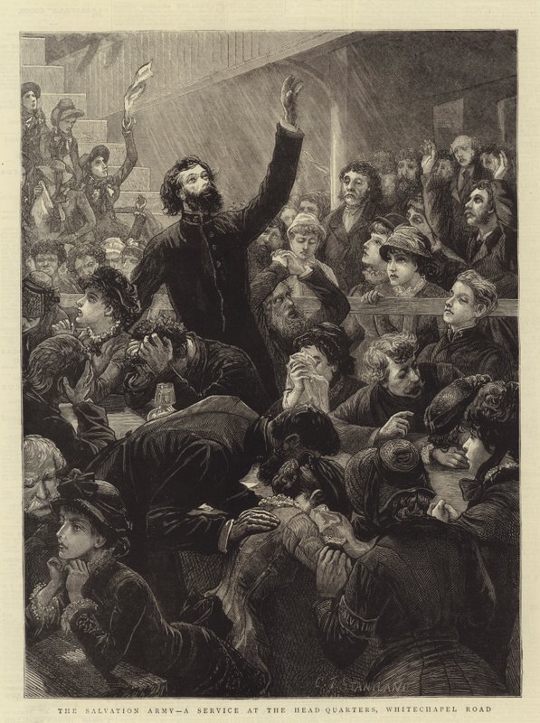 Frelsens Hær, en gudstjeneste i hovedkvarteret, Whitechapel Road af Charles J. Staniland